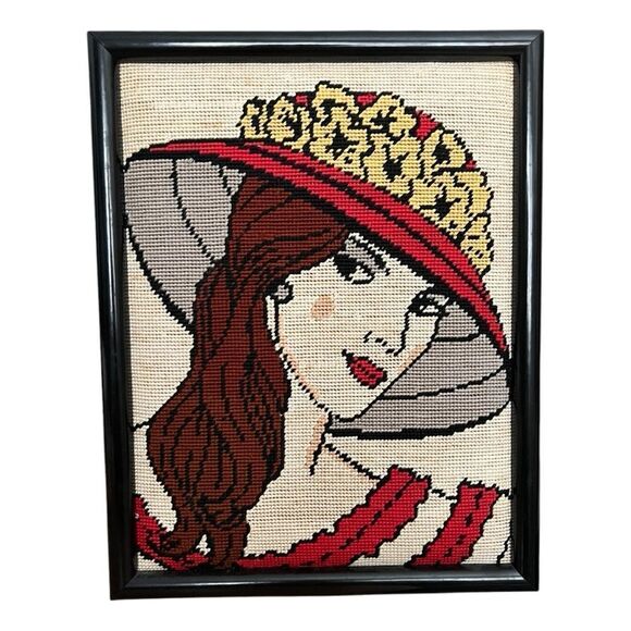 VTG Needlepoint Portrait Art - Picture 2 of 5